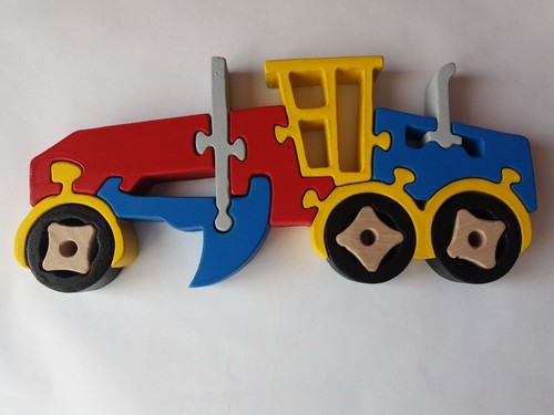 Details about / Wooden puzzle grader handmade grader constructions machine massive beech wood