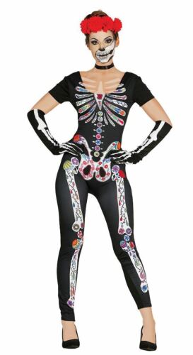 Short femme Le Jour des Morts Squelette Catsuit Halloween Fancy Dress Costume Femmes