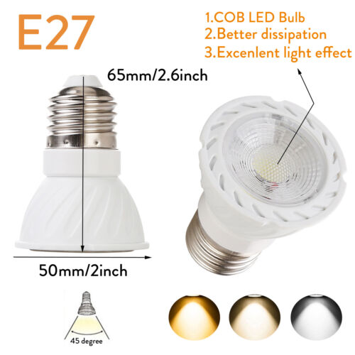 Dimmable LED Spotlights COB 5W GU10 MR16 E27 GU5.3 E14 Bulb 30W Equivalent Lamps 