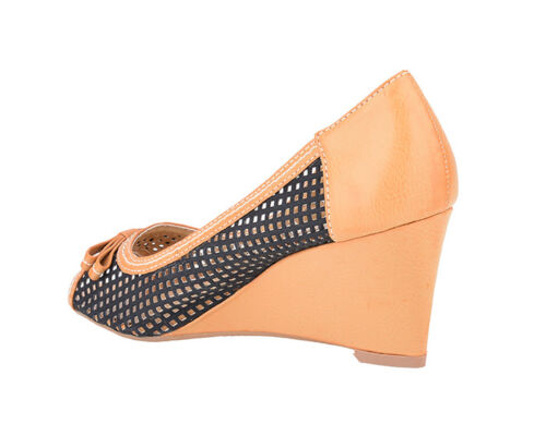 Retro Basic BOW 50s Schleifen Vintage Keilabsatz WEDGES Peep Toe Rockabilly S-66