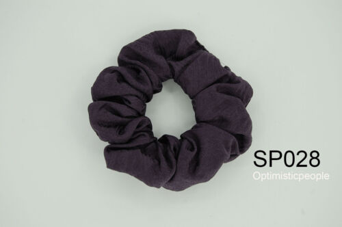 Silk Hair Scrunchy Ponytail Holder Elastic Tie Hair Band Eggplant Purple SP028