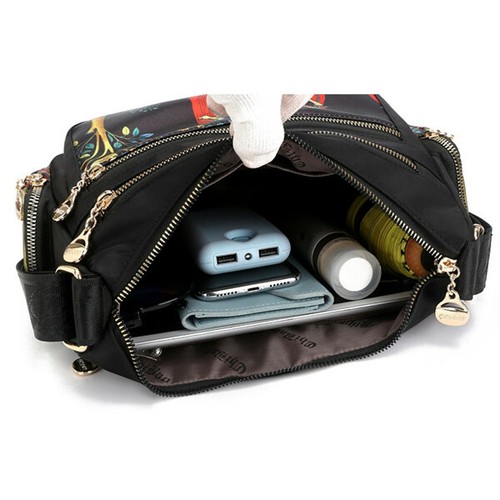 Women Casual Multi-pocket Print Crossbody Bag Waterproof