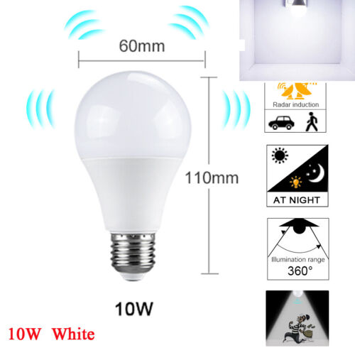 E27 LED Microwave Radar Motion Sensor Light Lamp Bulb White Warm white 86V-265V 
