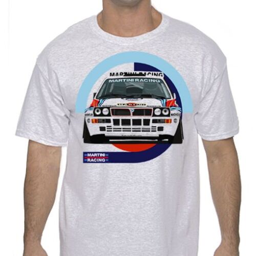 Lancia Delta Integrale Classic Rally T Shirt Blanc ou Gris Martini Racing