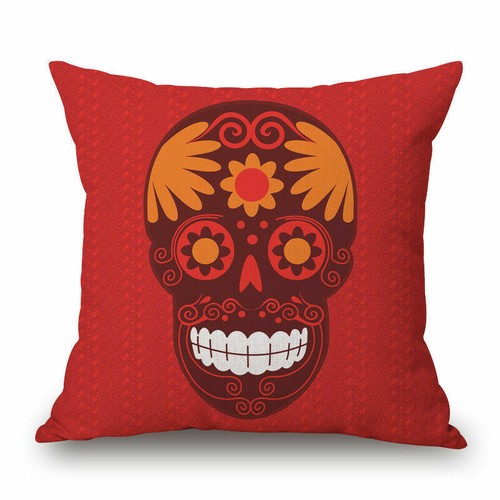 Mexican Indiana Decorative Sugar Skull Art Throw Pillow Case Cushion Cover Sham