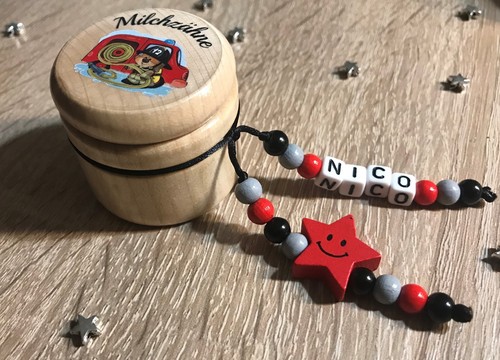Fussballer Feuerwehr Zahnfee Zahn... Einhorn Milchzahndose mit Name Pirat