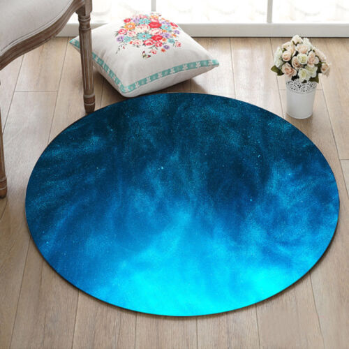 Blue Glow Particles Round Kids Carpet Home Area Rugs Room Floor Beach Yoga Mat 