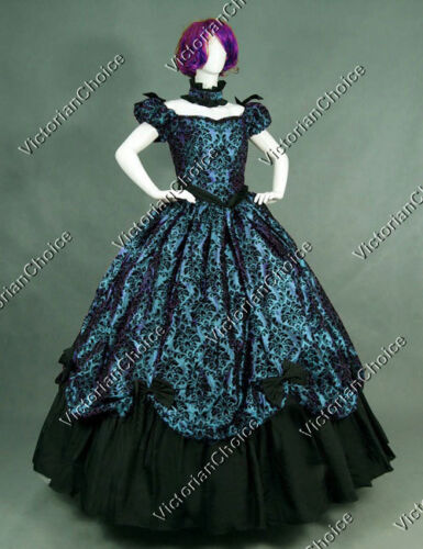 Victorian Floral Brocade Dress Masquerade Ball Gown Theater Steampunk Wear 323 