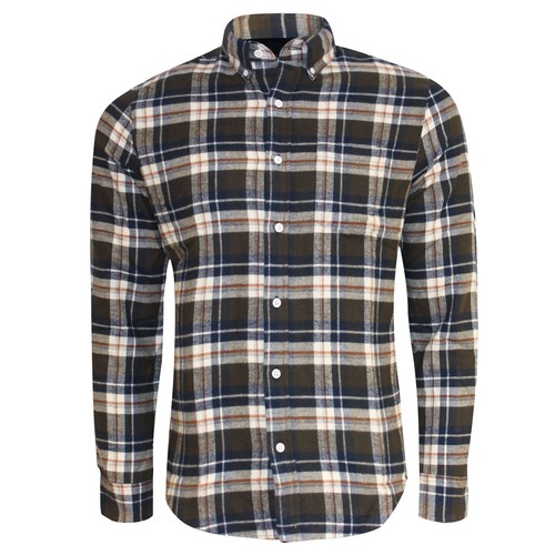 NUOVA Linea Uomo Camicia a Quadri Cotone Spazzolato Flanella Di Marca a Maniche Lunghe Smart Casual Top