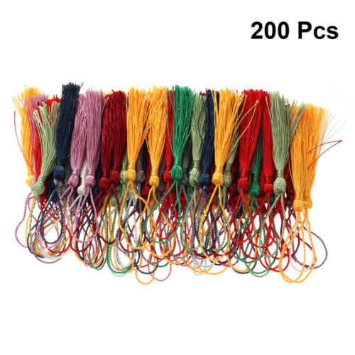 100/200X Assorted Color Silky Tassels for Bookmark Gift Souvenir Jewelry Earring 