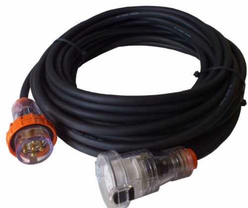 Cable CSA:4mm² Cord: 30m 32 Amp Extension Lead: Single Phase,3 pin round 240V 