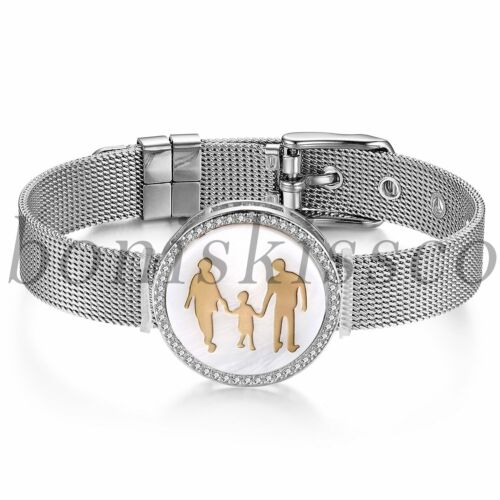 Men's Women's Stainless Steel Round Shell Infinity Bracelet Bangle Wristband 