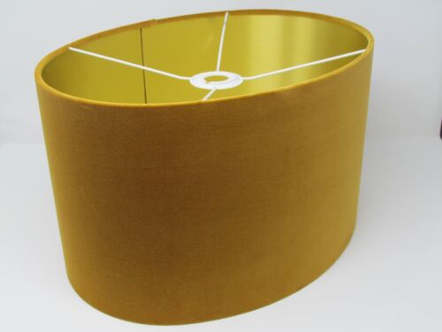 Details about  / Lampshade Mustard Yellow Velvet Brushed Gold Oval Light Shade