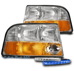 FOR 98-04 GMC SONOMA S15//01 JIMMY REPLACEMENT HEADLIGHTS+FOG LAMP W//BLUE DRL LED