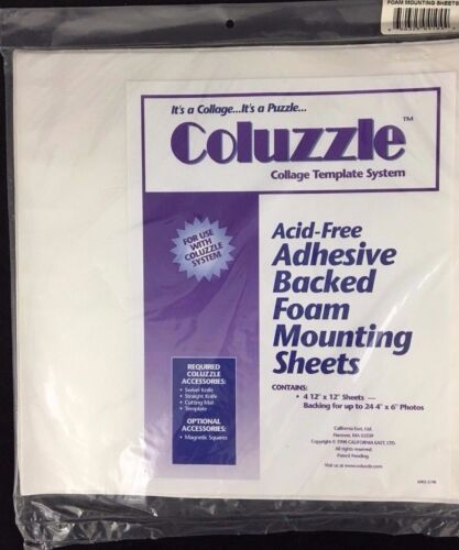 Coluzzle Foam Mounting Sheets Acid Free Adhesive Backed 4 Pieces 12x12 NEW 