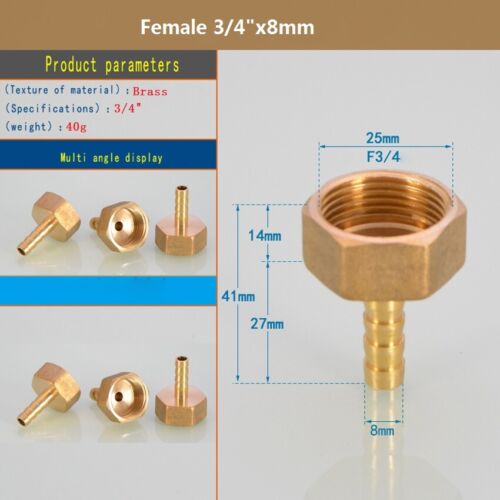 BSP Brass Male//Female Thread Fitting x Barb Hose Tail End Connector For Air Fuel