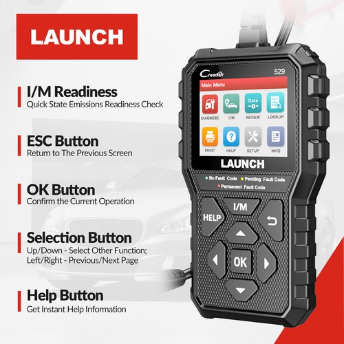 NEW SALE LAUNCH X431 CR529 OBD2 Diagnostic Scanner Code Reader Color Display