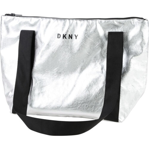 DKNY Kids geräumige Tasche Shopper silber  mit Logo schwarz 43cm x 30cm x 11cm 