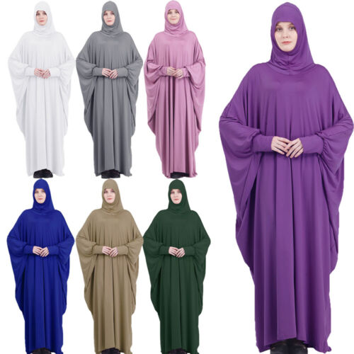 Hooded Abaya Muslim Women Long Maxi Dress Islamic Prayer Robe Kaftan Jilbab Arab