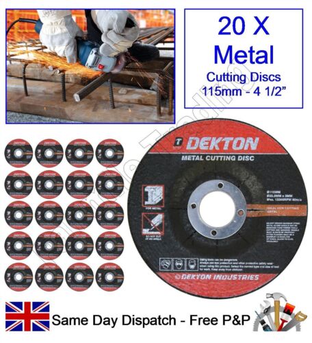 20 X Angle Grinder Metal Cutting Discs 115mm 4½/" Steel Depressed 3mm Thickness