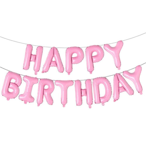 Happy Birthday Balloons Banner Bunting Letter Foil Balloon Party Self Inflating