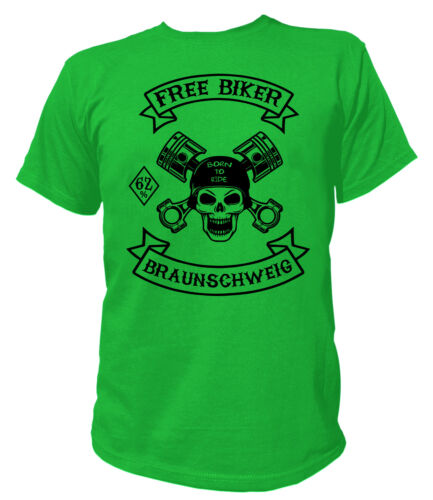 Herren T-Shirt Skull Born To Ride Free Biker Motorrad Braunschweig 