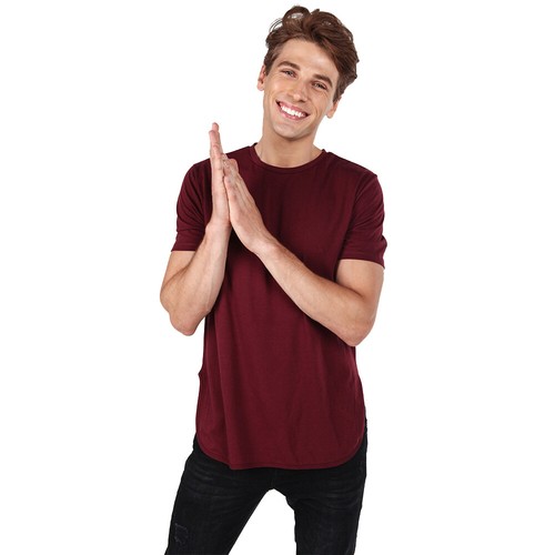 Hot Sale 80/% OFF Men Design Long Line T-shirt Muscle Fit Curved Hem Jersey
