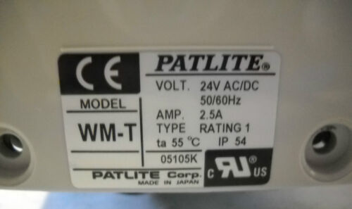 PATLITE MODEL WM-T BYGR SAFETY LIGHT BAR,4-COLOR 24AD//DC,2.5A,TYPE RATING 1