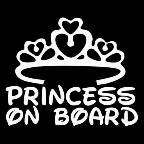 PRINCESS ON BOARD Baby Child Safety Window Bumper Car Sign Decal Warning Sticker 