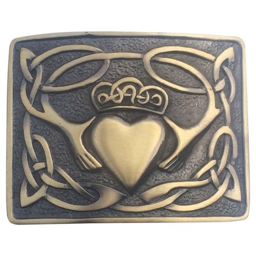 CC Scottish Kilt Belt Black Leather Embossed Various Design//Antique Belt Buckles