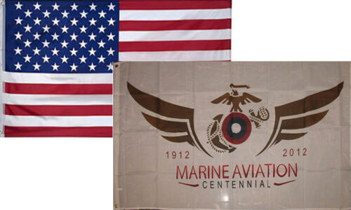 3x5 Wholesale Combo USA American /& USMC Marine Aviation Flag 3/'x5/' 2 Pack