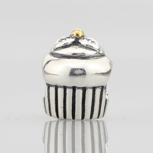 Beads Hunter Genuine .925 Sterling Silver 18K GP cupcake Charm