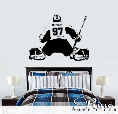 Hockey Goalie CUSTOM Decal Wall art sticker Player jersey NAME and NUMBERS kids