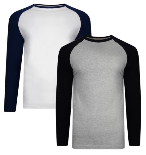 Smith & Jones Men's Long Sleeve Raglan Cotton Crew Neck T-Shirt Top 2-Pack 
