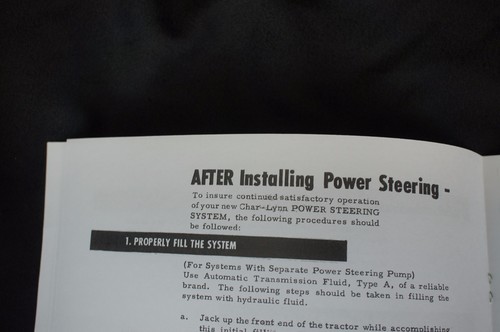 Char-Lynn Power Steering Tractor Owner/'s Manual John Deere Farmall AC IH Oliver