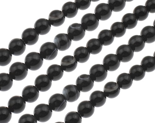 Natürliche Streifen Schwarz Achat Perlen Kugel 6mm Edelsteine Glänzende G33