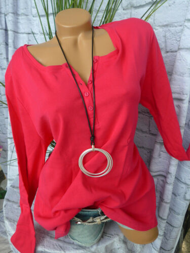 Sheego Shirt Damen T-shirt Gr 40//42 bis 56//58 pink Knopfleiste 111