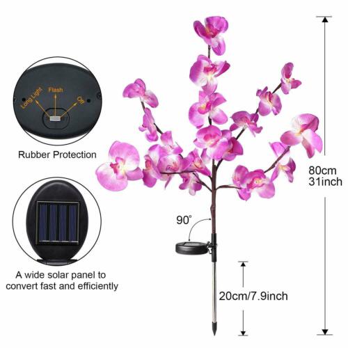 Details about   2 pack Orchid Flowers Solar Garden Stake Lamp For Yard Outdoor Patio Decor 