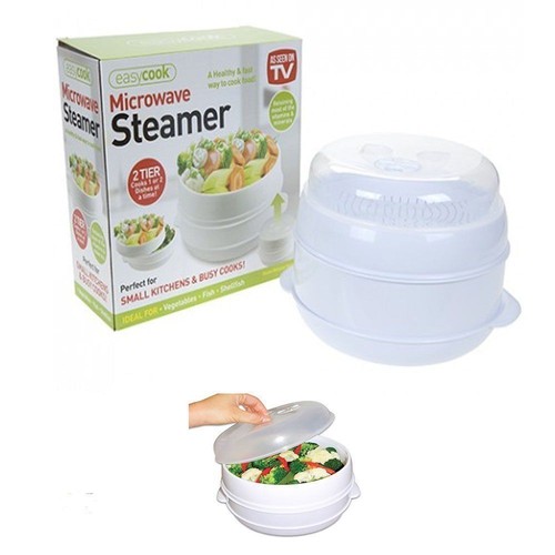Vie saine MICRO-ONDES 2 NIVEAUX Vapeur Cuisinière Pour Légumes Riz Pâtes Cuisine