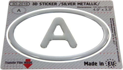 car emblems A Austria OVAL GEL DOME CAR STICKER Silver metallic Resin Decal  3d Domed Badge muj-pravnik