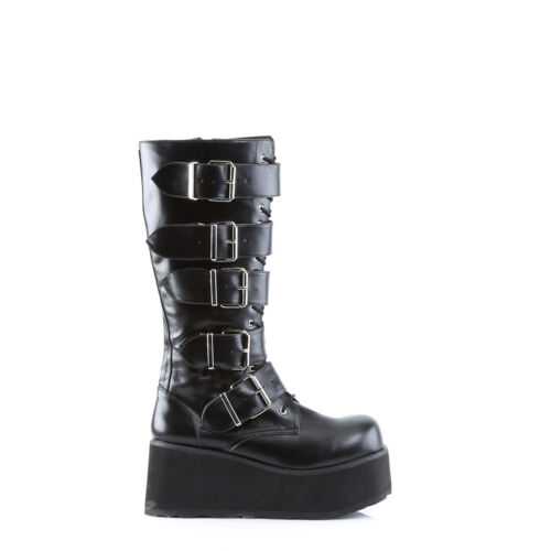 Demonia TRASHVILLE 518 Boots Mens Goth Punk Wedge Black Knee High Platform