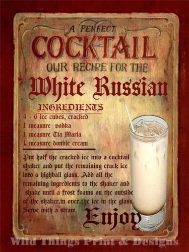 RETRO METAL PLAQUE White Russian Cocktail sign/ad 