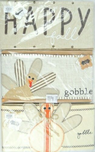 Mud Pie Thanksgiving Fall Turkey Gobble Happy Fall Canvas Pillow Wrap Lot Of 3 