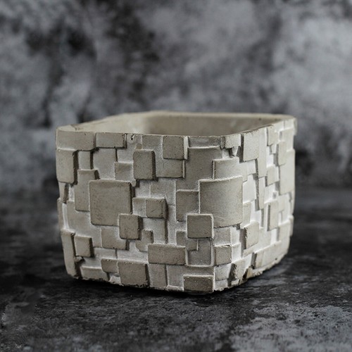 Silicone Mold Concrete Flowerpot Mould Square with Tape Pattern Cement Planter