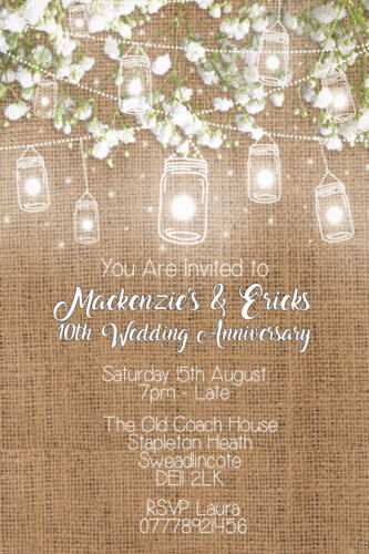 Personalised Any Number Wedding Anniversary Party Invites inc envelopes A23