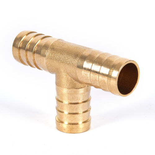 6~16mm Brass T Piece 3Way Fuel Hose Connector For Compressed Air Oil Gas Pipe RU 