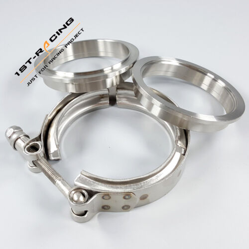 4/" Inch Turbo Exhaust Down Pipe Stainless Steel #304 102mm V-Band Clamp+2 Flange