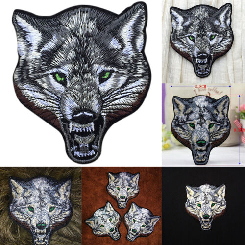Tier Wolf Kopf Eisen auf Patches Sewon bestickt Patch Motiv Applikation ZF 