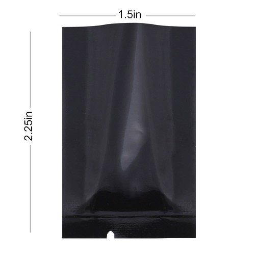 1.5x2.25in Wholesale Black Silver Open Top Bag Pouch with Heat Seal Machine N03