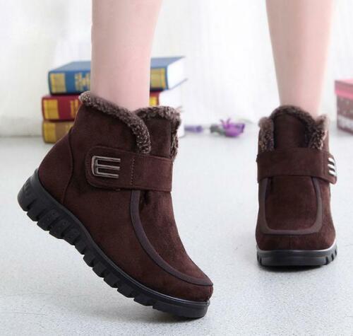 Details about  &nbsp;Winter Women&#039;s Warm Fur furry Thicken low heel Non slip Shoes Snow Ankle Boots